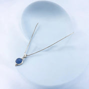 Sterling Silver, Natural Gemstone, Round Blue Stone, Pendant, Necklace