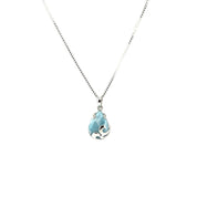 Sterling Silver, Larimar, Teardrop Stone, Pendant, Necklace - Celestial Waves