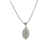 Sterling Silver, Zircon, Football, Pendant, Necklace - Sparkle Sport