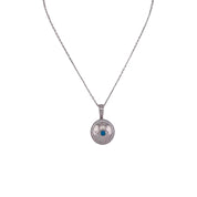 Sterling Silver, Eye Pendant Necklace, Blue Evil Eye Symbol, Protection Jewelry, Elegant Gift