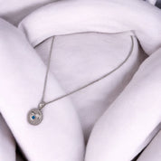 Sterling Silver, Eye Pendant Necklace, Blue Evil Eye Symbol, Protection Jewelry, Elegant Gift