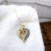 Gold-Plated, Sterling Silver, Heart, Zircon, Dark Blue, Pendant, Necklace - Enchanted Heart