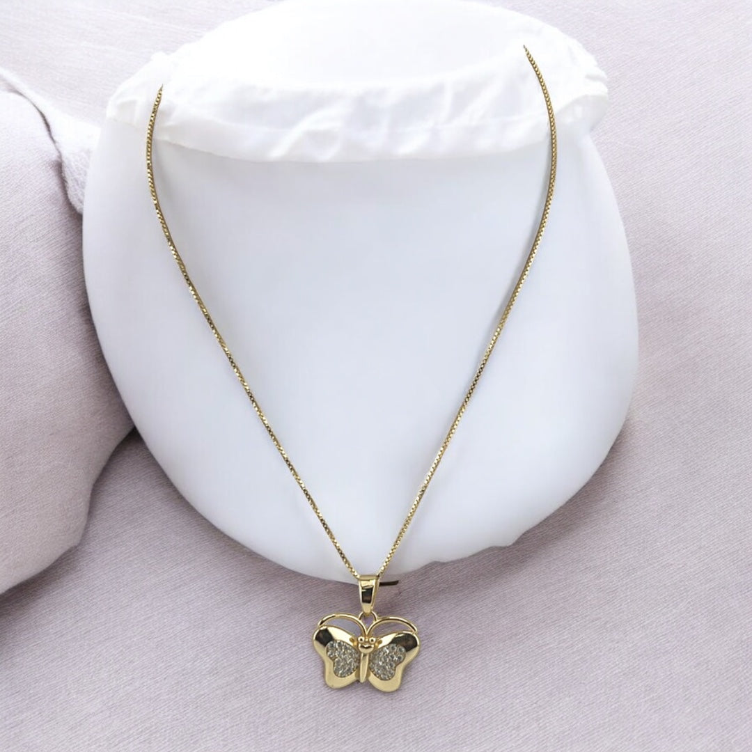 Butterfly Pendant, Gold-Plated, Sterling Silver, Zircon Pendant, Gold Plated Necklace, Unique Gift