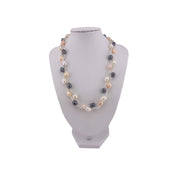 Twisted Rice Pearl Necklace, White, Peach, Peacock Blue, Three-Strand, Gift for Her
