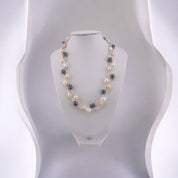 Twisted Rice Pearl Necklace, White, Peach, Peacock Blue, Three-Strand, Gift for Her