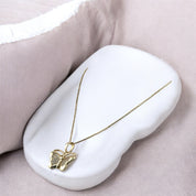 Butterfly Pendant, Gold-Plated, Sterling Silver, Zircon Pendant, Gold Plated Necklace, Unique Gift