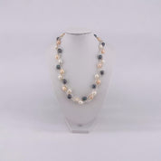 Twisted Rice Pearl Necklace, White, Peach, Peacock Blue, Three-Strand, Gift for Her