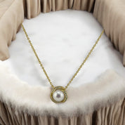 Gold-Plated, Sterling Silver, Freshwater Pearl, Zircon, Pendant, Necklace