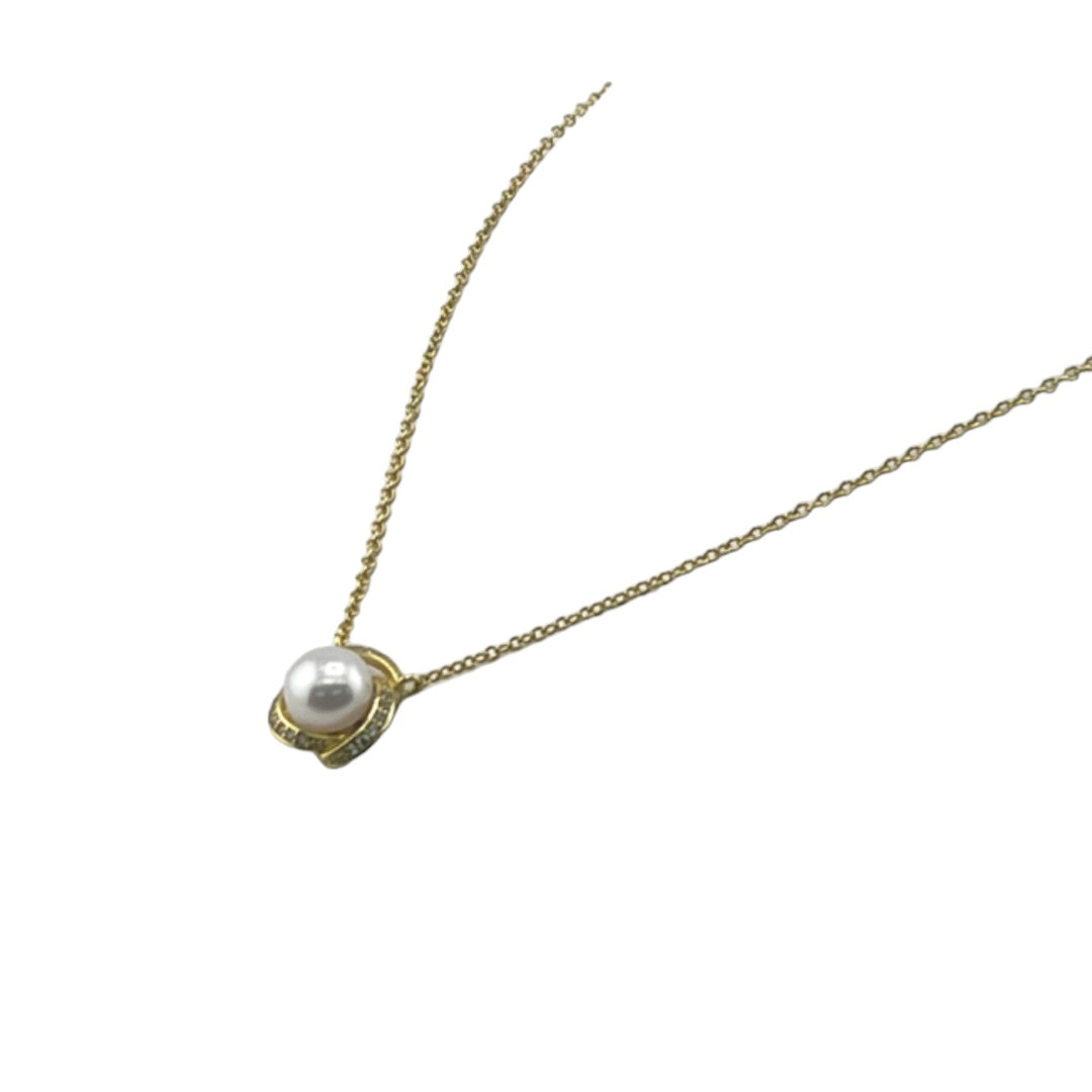 Gold-Plated, Sterling Silver, Freshwater Pearl, Zircon, Pendant, Necklace