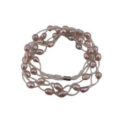 Rice Pearl Necklace, Natural Pink, Three-Strand Twisted, Prefect Birthday and Holiday Gift