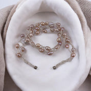 Rice Pearl Necklace, Natural Pink, Three-Strand Twisted, Prefect Birthday and Holiday Gift