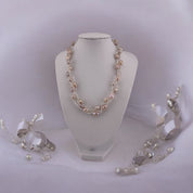 Rice Pearl Necklace, Natural Pink, Three-Strand Twisted, Prefect Birthday and Holiday Gift