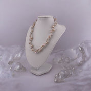 Rice Pearl Necklace, Natural Pink, Three-Strand Twisted, Prefect Birthday and Holiday Gift