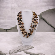 Chocolate Brown Pearl Necklace, Three-Strand, Irregular Beads, Holiday Gift, Chic Jewelry