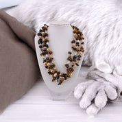 Chocolate Brown Pearl Necklace, Three-Strand, Irregular Beads, Holiday Gift, Chic Jewelry
