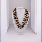 Chocolate Brown Pearl Necklace, Three-Strand, Irregular Beads, Holiday Gift, Chic Jewelry
