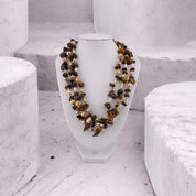 Chocolate Brown Pearl Necklace, Three-Strand, Irregular Beads, Holiday Gift, Chic Jewelry
