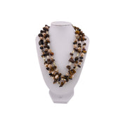 Chocolate Brown Pearl Necklace, Three-Strand, Irregular Beads, Holiday Gift, Chic Jewelry