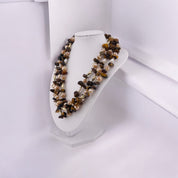 Chocolate Brown Pearl Necklace, Three-Strand, Irregular Beads, Holiday Gift, Chic Jewelry