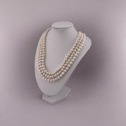 Two Styles in one, Triple Strand, Cultured White Pearl Necklace, Versatile Toggle Clasp, Perfect Jewelry Gift