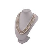 Two Styles in one, Triple Strand, Cultured White Pearl Necklace, Versatile Toggle Clasp, Perfect Jewelry Gift