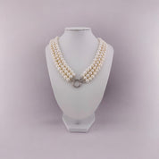 Two Styles in one, Triple Strand, Cultured White Pearl Necklace, Versatile Toggle Clasp, Perfect Jewelry Gift