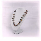 Silver Thread & Crystals, Triple Strand , Cultured Chocolate Pearl Necklace, Elegant Jewelry, Gift any Occasion