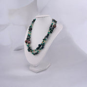 Green and Brown, Beaded Necklace, Irregular Size with Two-Strand Design, Elegant, Birthday, Holiday, Anniversary, Gift for Her