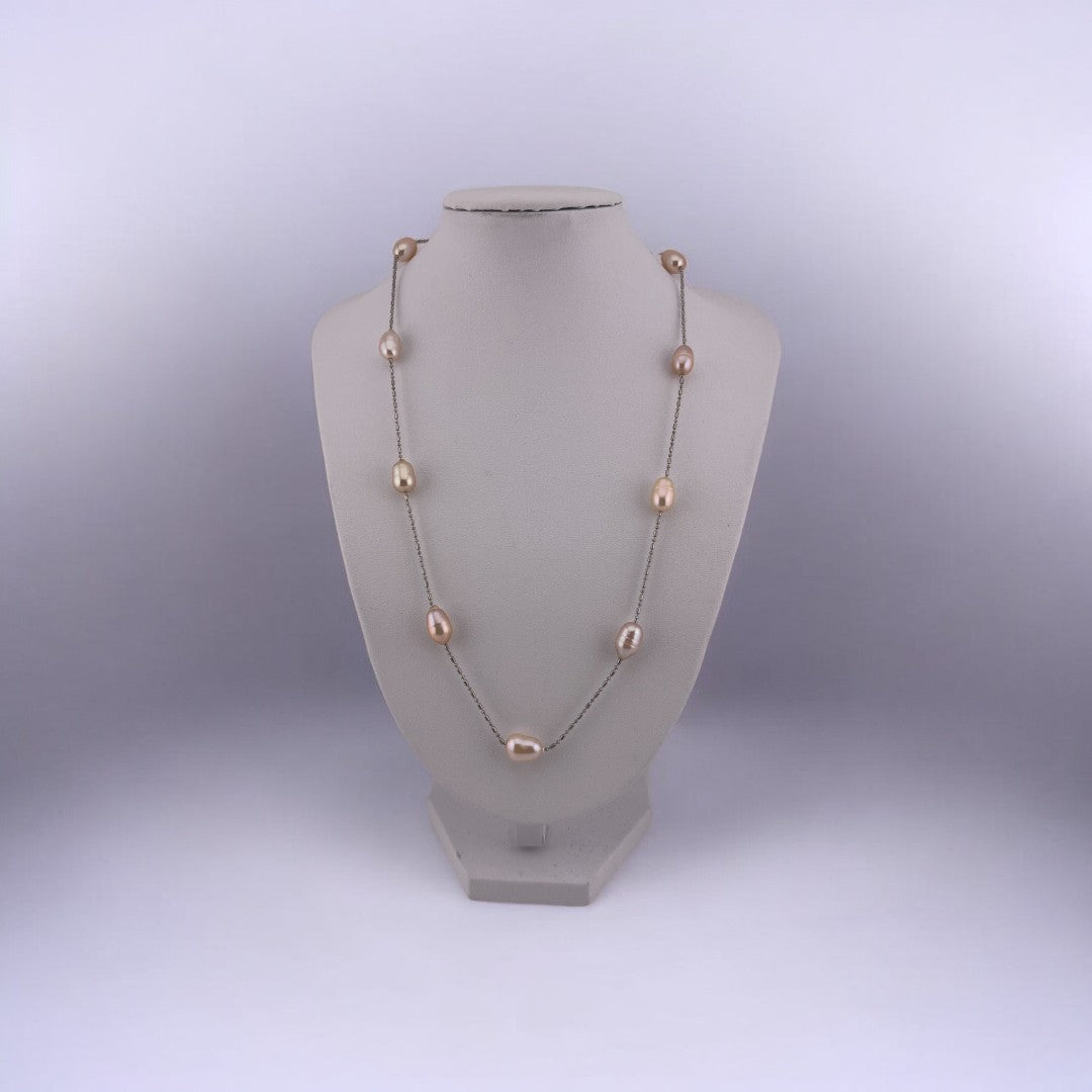 White, Peach, and Pink, Cultured Pearl, Necklace, Petite Pearls, Thoughtful Birthday, Anniversary, Holiday Gift for Her