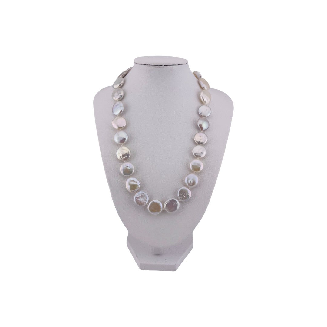Coin Pearl Necklace, Freshwater, White Pearls,  Perfect Wedding Gift, Birthday Gift, Anniversary Gift
