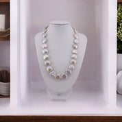 Coin Pearl Necklace, Freshwater, White Pearls,  Perfect Wedding Gift, Birthday Gift, Anniversary Gift