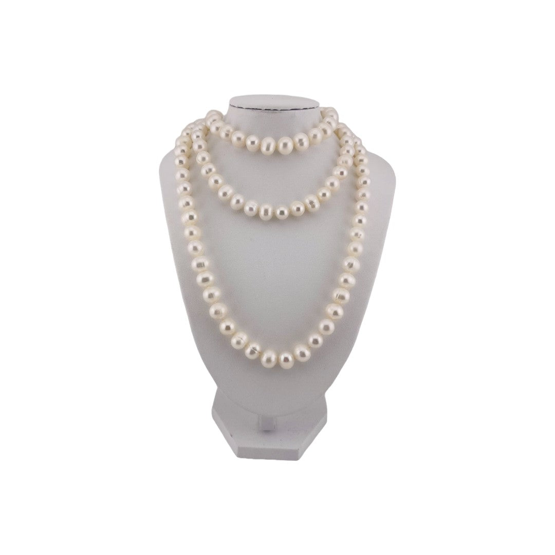 Irregular pearls design, Extra Long Necklace, Freshwater Cultured White Pearl, Perfect Wedding, Holiday and Birthday Gift