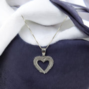 Sterling Silver, Heart Pendant Necklace, Zircon, Trendy Jewelry, Statement Piece, Perfect Gift