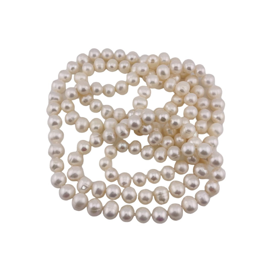 Irregular pearls design, Extra Long Necklace, Freshwater Cultured White Pearl, Perfect Wedding, Holiday and Birthday Gift