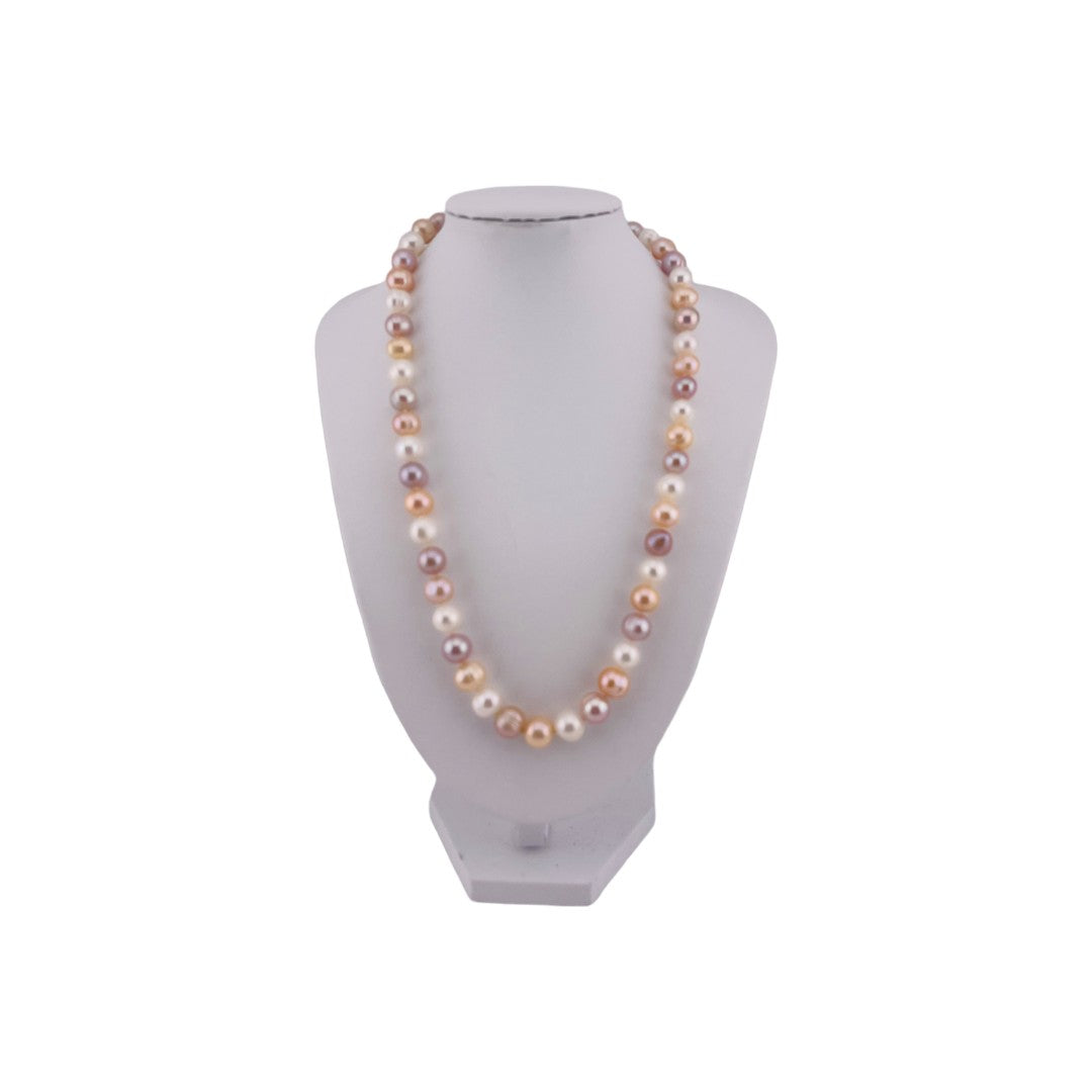 Multi Color Freshwater Pearl Necklace, Natural White, Peach, and Pink Pearls, Birthday Gift, Anniversary Gift