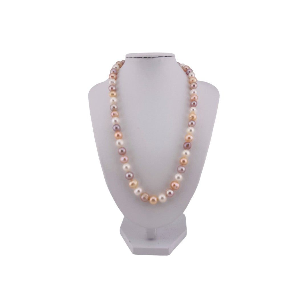 Multi Color Freshwater Pearl Necklace, Natural White, Peach, and Pink Pearls, Birthday Gift, Anniversary Gift