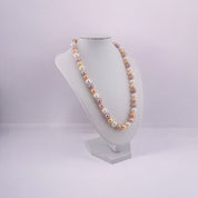 Multi Color Freshwater Pearl Necklace, Natural White, Peach, and Pink Pearls, Birthday Gift, Anniversary Gift