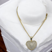 Gold-Plated, Sterling Silver, Zircon, Heart Pendant, Necklace, Statement Piece