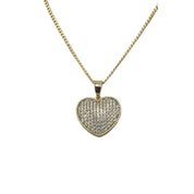 Gold-Plated, Sterling Silver, Zircon, Heart Pendant, Necklace, Statement Piece