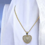 Gold-Plated, Sterling Silver, Zircon, Heart Pendant, Necklace, Statement Piece