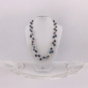 Rice Pearl Necklace, Peacock Blue, Green, Gray, Three-Strand Twisted, Perfect Birthday and Holiday Gift