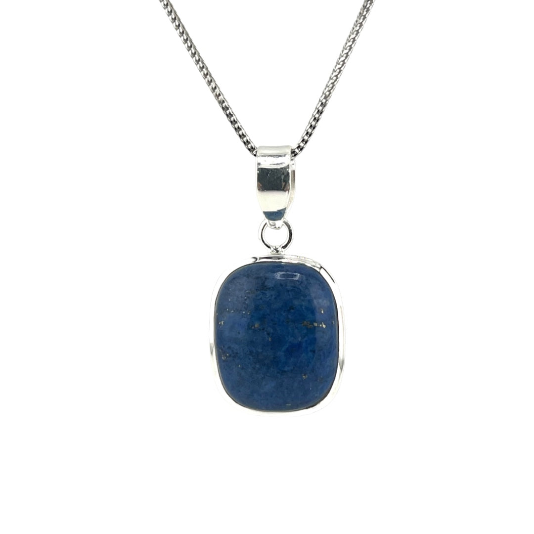 Sterling Silver Lapis Lazuli Gemstone Pendant Necklace - Statement Jewelry, Gift for Her, Birthday Gift