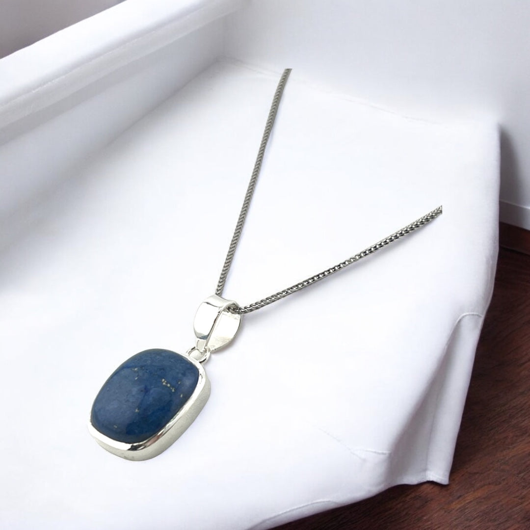 Sterling Silver Lapis Lazuli Gemstone Pendant Necklace - Statement Jewelry, Gift for Her, Birthday Gift