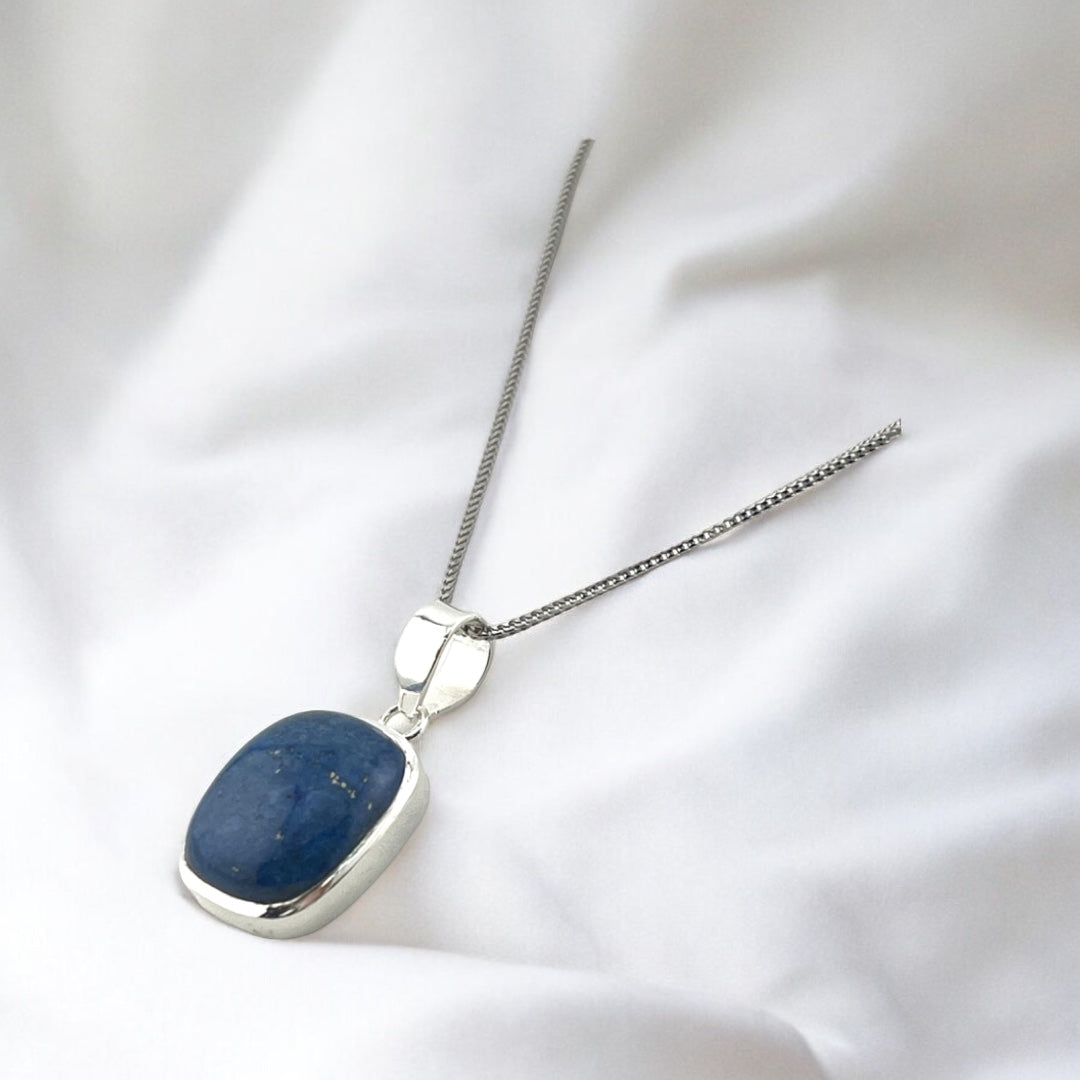 Sterling Silver Lapis Lazuli Gemstone Pendant Necklace - Statement Jewelry, Gift for Her, Birthday Gift