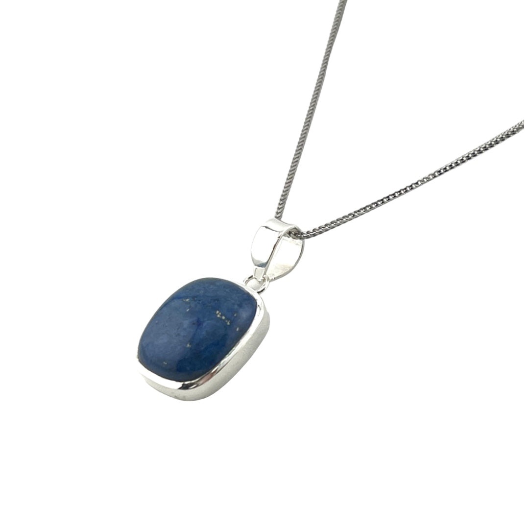 Sterling Silver Lapis Lazuli Gemstone Pendant Necklace - Statement Jewelry, Gift for Her, Birthday Gift