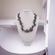 Keshi Pearl Necklace with Sterling Silver Toggle Clasp, Translucent Crystal Beads, Stylish Gift for Her