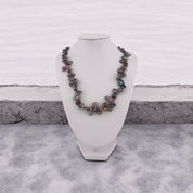 Keshi Pearl Necklace with Sterling Silver Toggle Clasp, Translucent Crystal Beads, Stylish Gift for Her