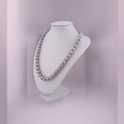 Elegant Sterling Silver Necklace, Cultured Silver Grey Pearls, Heart Toggle Clasp, Timeless Gift Jewelry