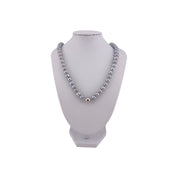 Elegant Silver Necklace with Cultured Silver Grey Pearls, Round Ball Magnetic Clasp, Timeless Gift Jewelry