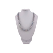 Elegant Silver Necklace with Cultured Silver Grey Pearls, Round Ball Magnetic Clasp, Timeless Gift Jewelry